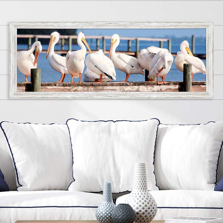 Image 2 Flock on the Dock 51" Wide Giclee Framed Wall Art
