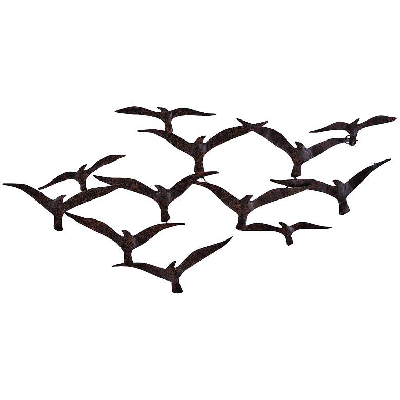 Image 1 Flocking Seagulls Wrought Iron 44 inch Wide Metal Wall Art