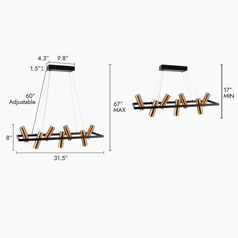 Image 3 Floeice 31 1/2" Wide Matte Black 7-Light LED Linear Pendant more views