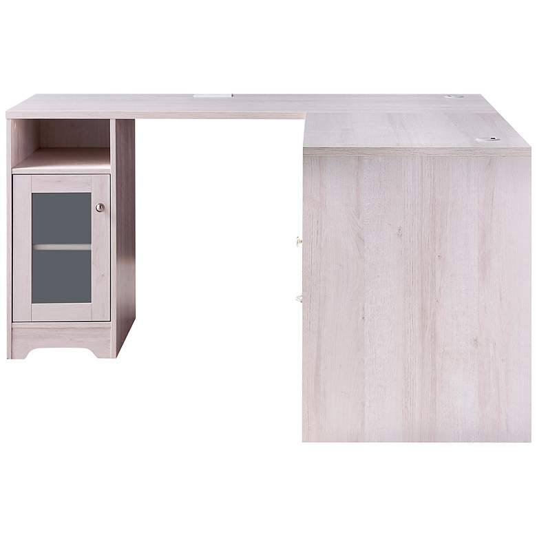 Image 7 Flokton 59 1/4 inch Wide White Wood Writing Desk w/ USB Outlet more views