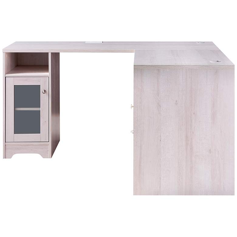 Image 7 Flokton 59 1/4" Wide White Wood Writing Desk w/ USB Outlet more views