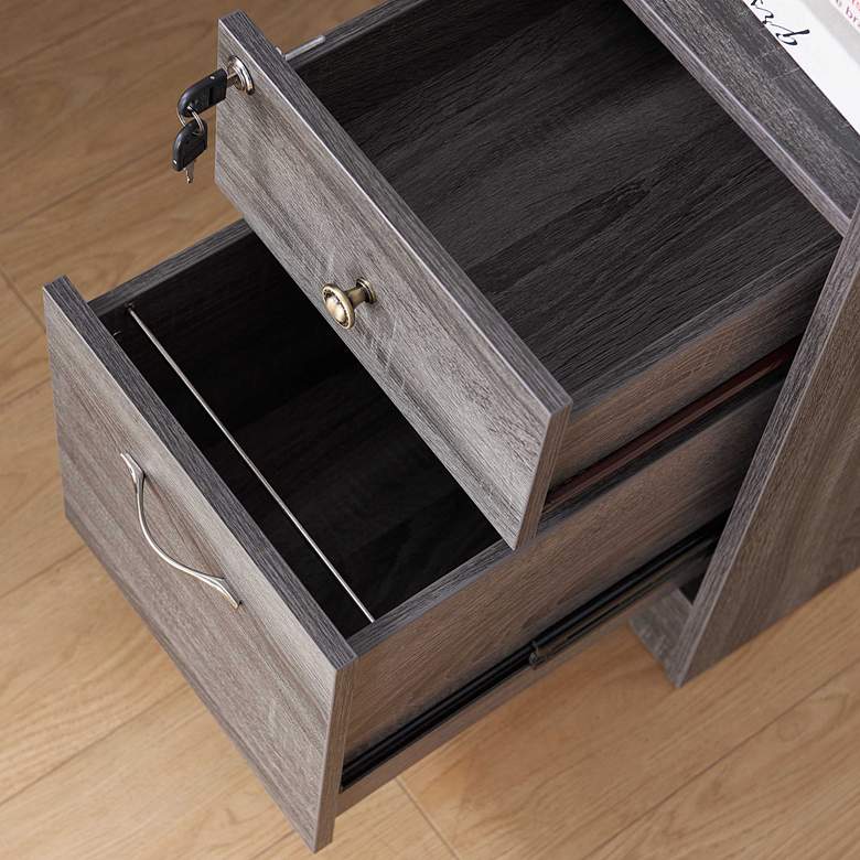 Image 3 Flokton 59 1/4 inchW Dark Gray Wood Writing Desk w/ USB Outlet more views