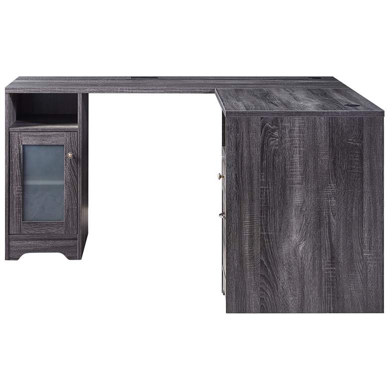 Image 6 Flokton 59 1/4 inchW Dark Gray Wood Writing Desk w/ USB Outlet more views