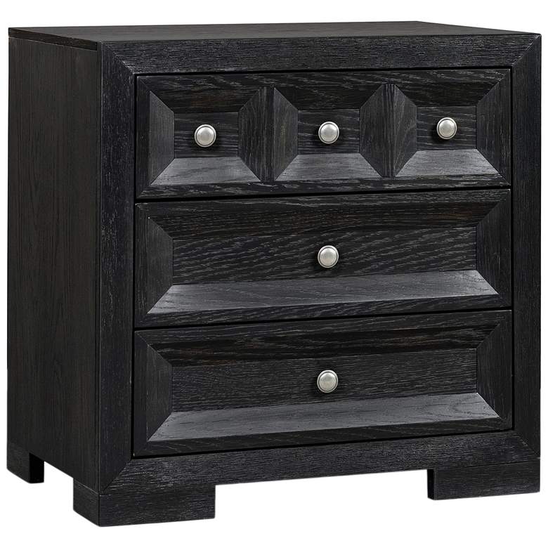 Image 1 Flonnin Modern Classic Black 3 Drawer Nightstand With USB C Charging Ports