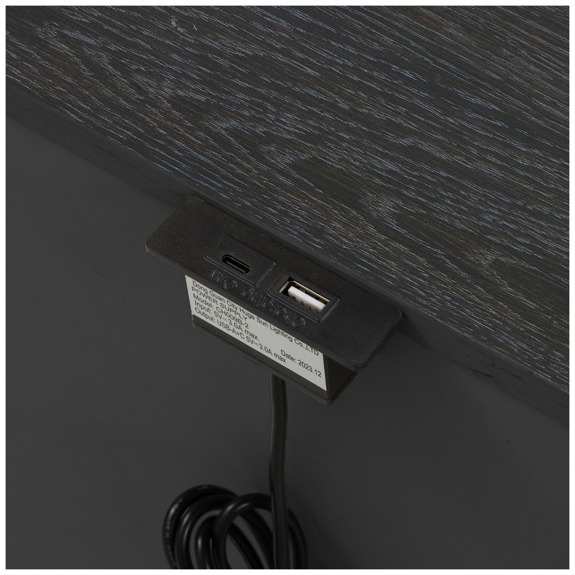 Flonnin Modern Classic Black 3 Drawer Nightstand With USB C Charging Ports