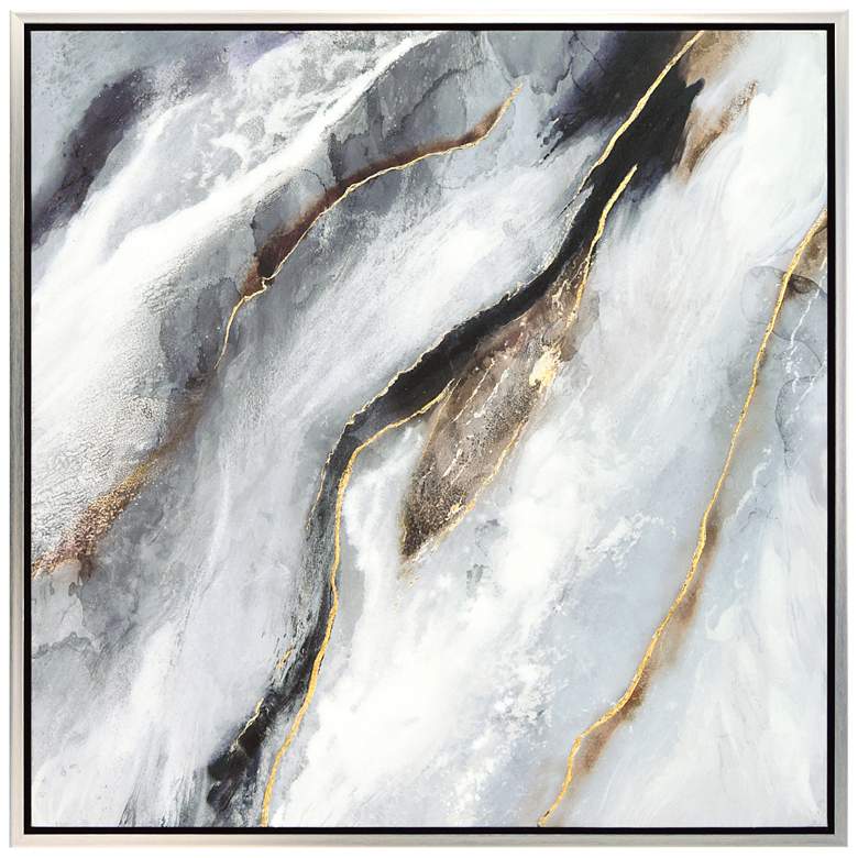 Image 3 Flood 36 inch Square Textured Metallic Framed Canvas Wall Art
