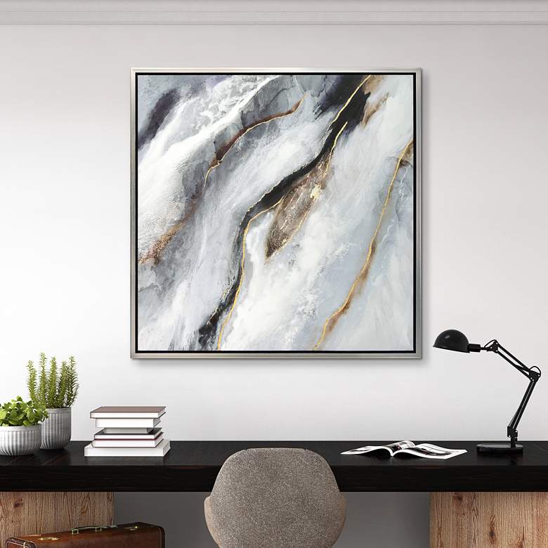 Image 2 Flood 36" Square Textured Metallic Framed Canvas Wall Art
