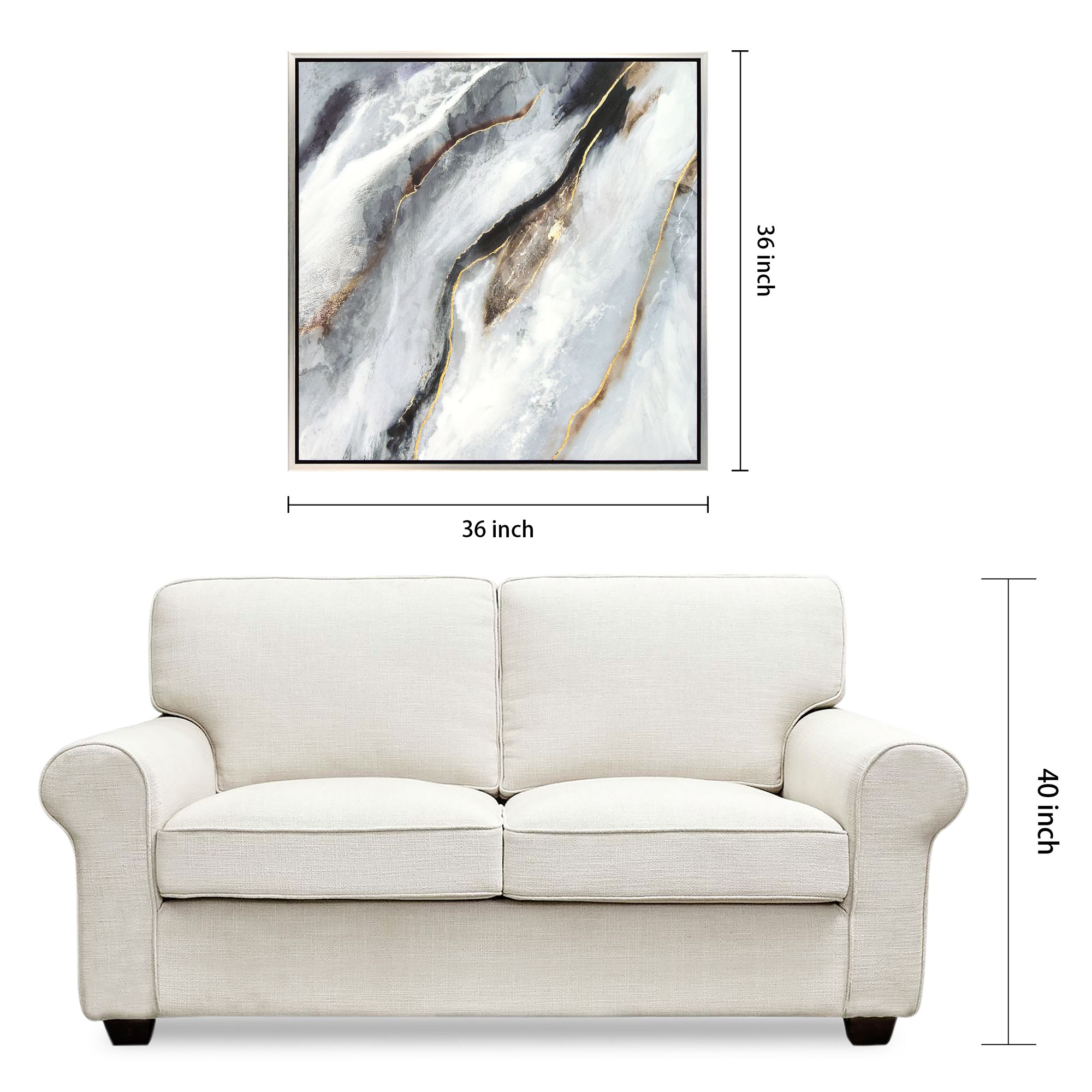 Flood 36" Square Textured Metallic Framed Canvas Wall Art in scene