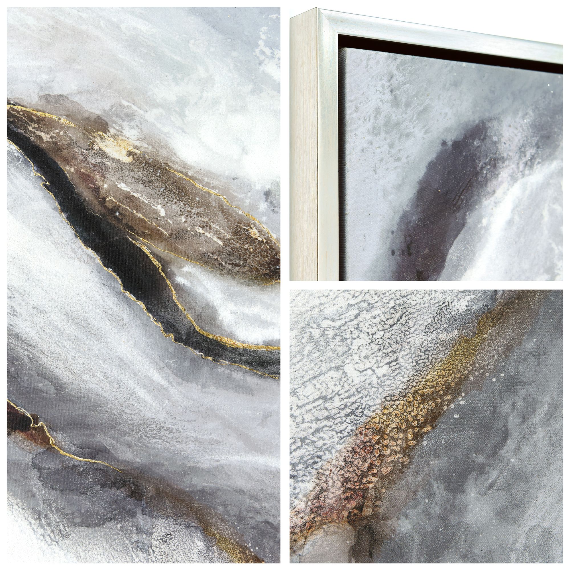 Flood 36" Square Textured Metallic Framed Canvas Wall Art in scene