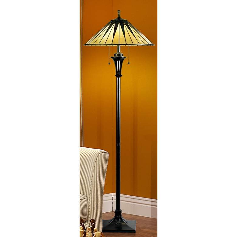 Image 1 Quoizel Gotham Tiffany-Style Floor Lamp in scene