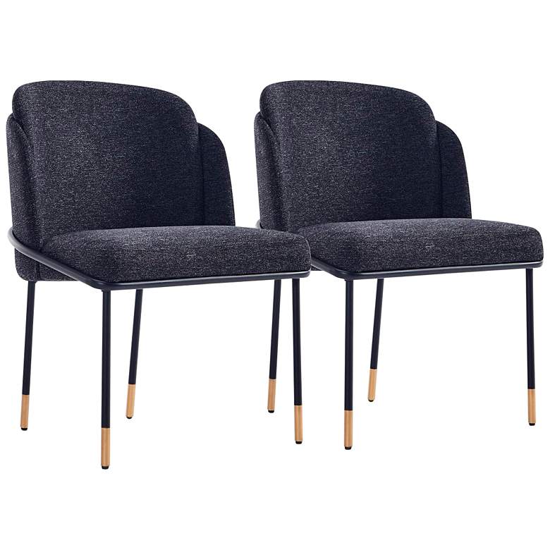 Image 2 Flor Black Fabric Dining Chairs Set of 2