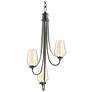 Flora 15.8" Wide 3 Arm Black Chandelier With Opal and Seeded Glass