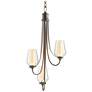Flora 15.8" Wide 3 Arm Bronze Chandelier With Opal and Seeded Glass