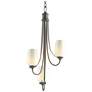 Flora 15.8" Wide 3 Arm Natural Iron Chandelier With Opal Glass