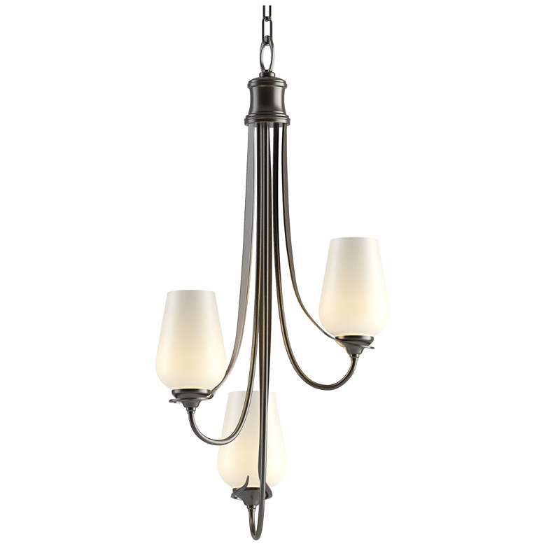 Image 1 Flora 15.8" Wide 3 Arm Oil Rubbed Bronze Chandelier With Opal Glass