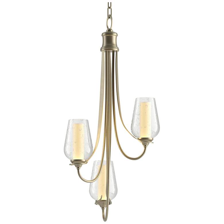 Image 1 Flora 15.8" Wide 3 Arm Soft Gold Chandelier With Opal and Seeded Glass