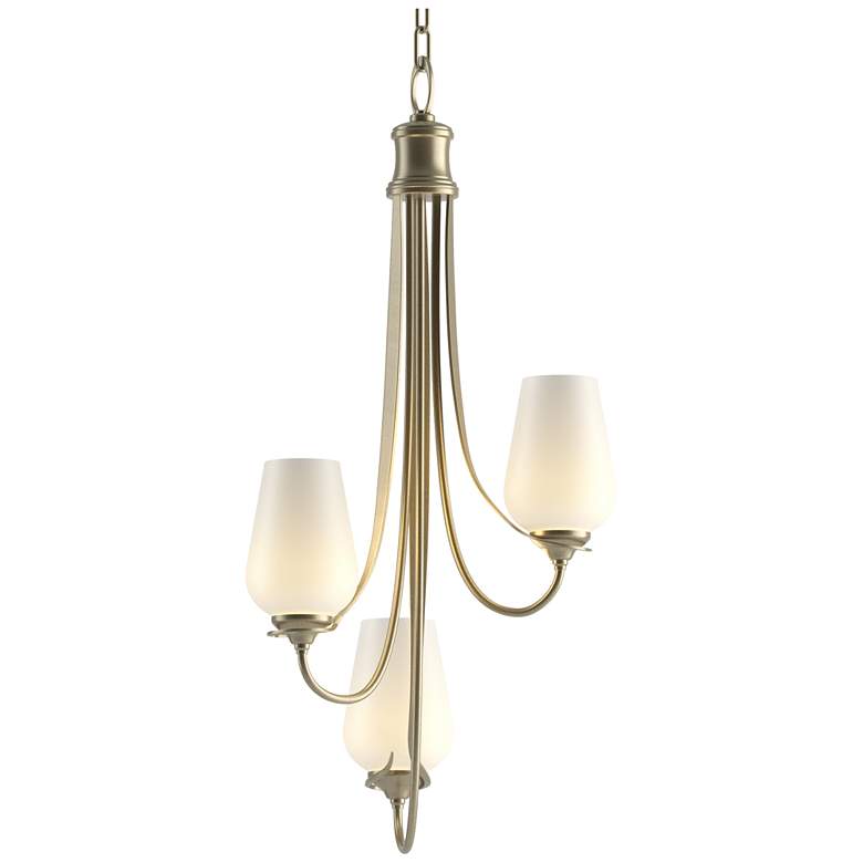 Image 1 Flora 15.8" Wide 3 Arm Soft Gold Chandelier With Opal Glass