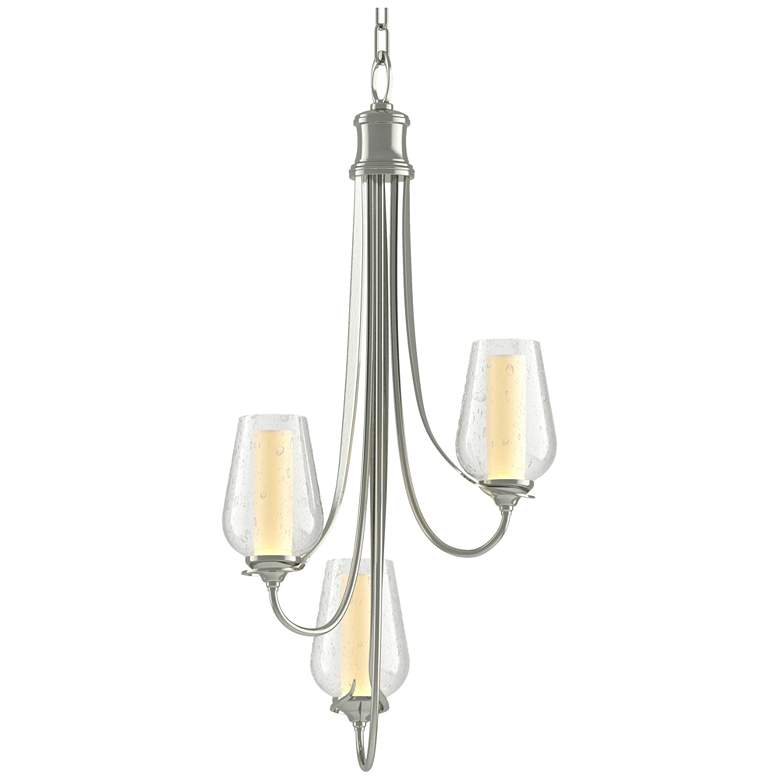 Image 1 Flora 15.8" Wide 3 Arm Sterling Chandelier With Opal and Seeded Glass