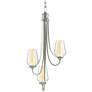 Flora 15.8" Wide 3 Arm Sterling Chandelier With Opal and Seeded Glass