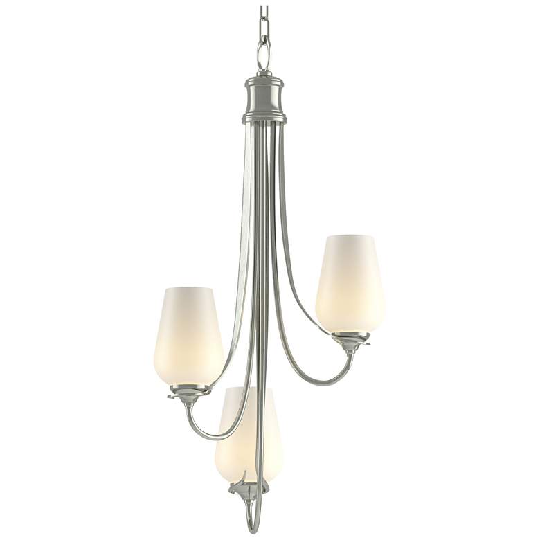 Image 1 Flora 15.8" Wide 3 Arm Sterling Chandelier With Opal Glass