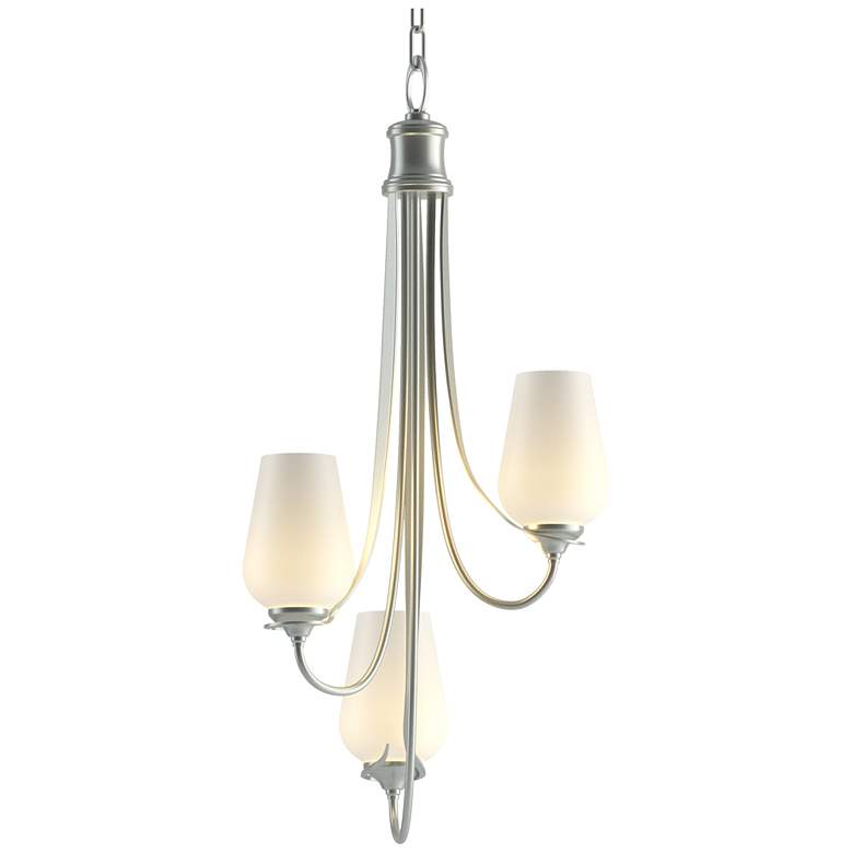 Image 1 Flora 15.8" Wide 3 Arm Vintage Platinum Chandelier With Opal Glass