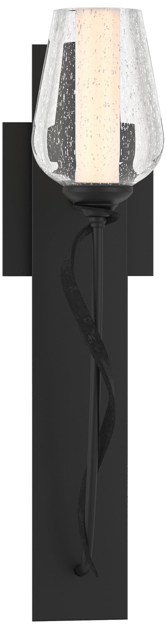 Flora 18.5"H Black Sconce With Opal and Seeded Glass Shade Made to Order