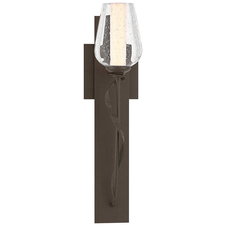 Image 1 Flora 18.5" High Bronze Sconce With Opal and Seeded Glass Shade