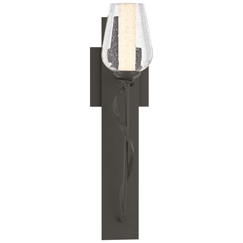 Image 1 Flora 18.5" High Dark Smoke Sconce With Opal and Seeded Glass Shade
