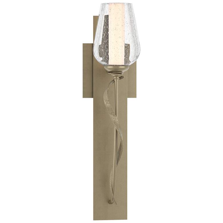 Image 1 Flora 18.5 inch High Soft Gold Sconce With Opal and Seeded Glass Shade