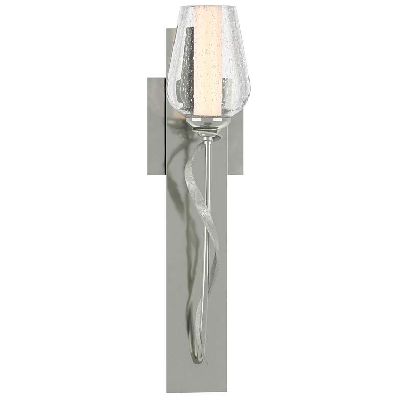 Image 1 Flora 18.5" High Sterling Sconce With Opal and Seeded Glass Shade