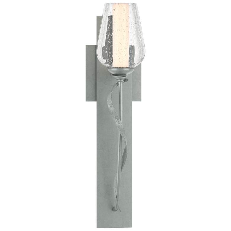 Image 1 Flora 18.5" High Vintage Platinum Sconce With Opal and Seeded Glass Sh