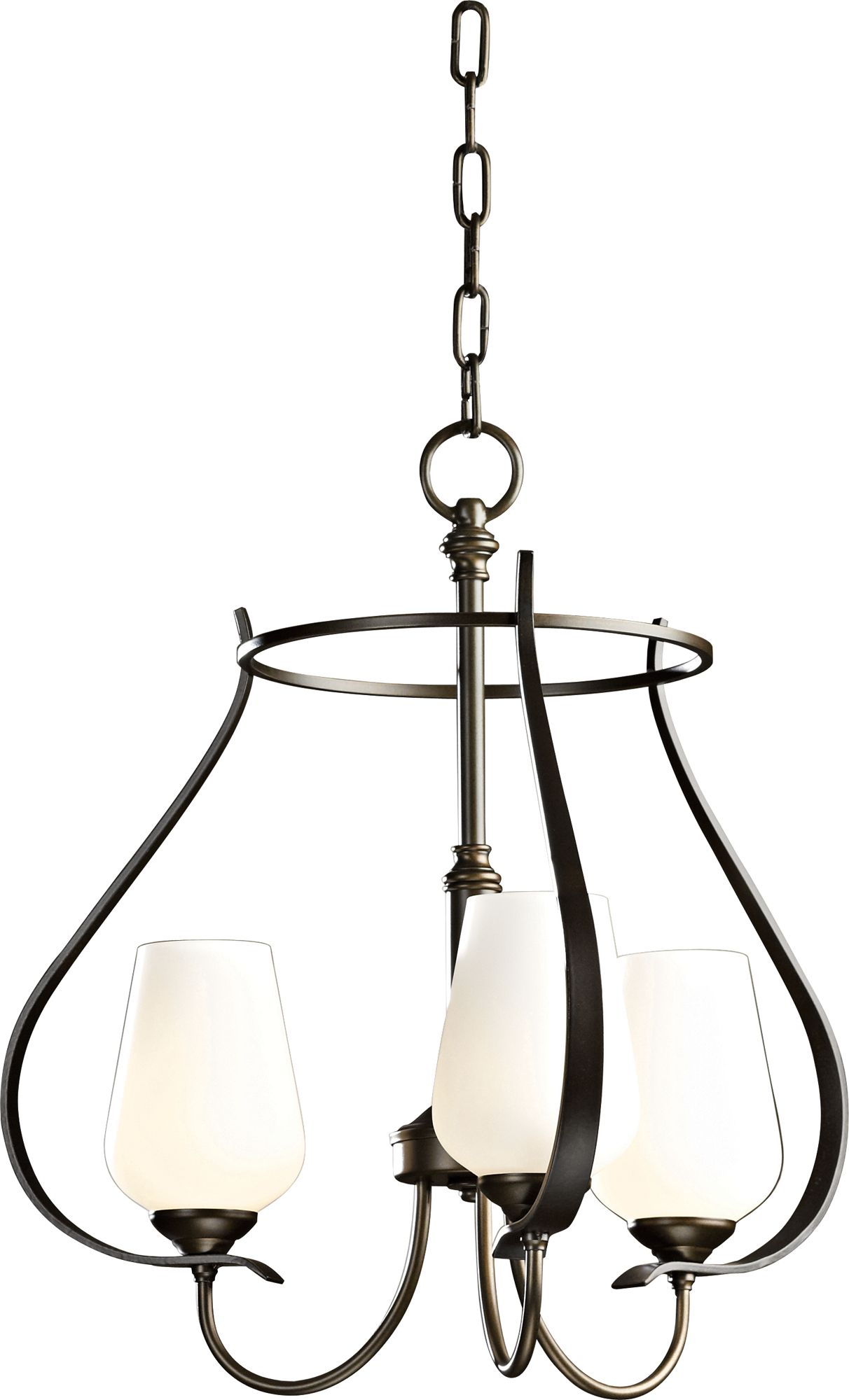 Flora 19.4" Wide 3 Arm Bronze Round Chandelier With Opal Glass Shade