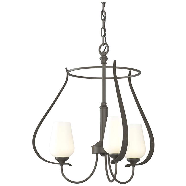 Image 1 Flora 19.4" Wide 3 Arm Round Dark Smoke Chandelier With Opal Glass