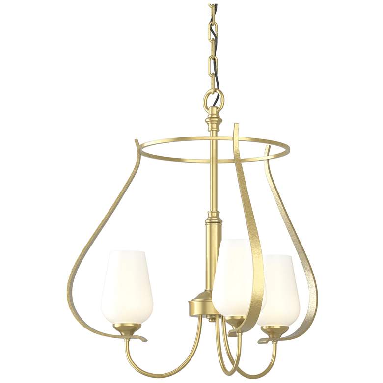 Image 1 Flora 19.4" Wide 3 Arm Round Modern Brass Chandelier With Opal Glass
