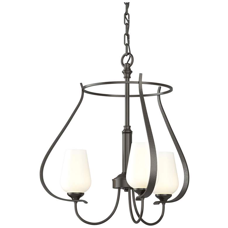 Image 1 Flora 19.4 inch Wide 3 Arm Round Oil Rubbed Bronze Chandelier With Opal Gl