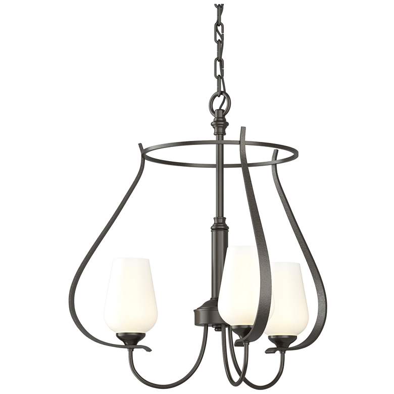 Image 1 Flora 19.4" Wide 3 Arm Round Oil Rubbed Bronze Chandelier With Opal Gl