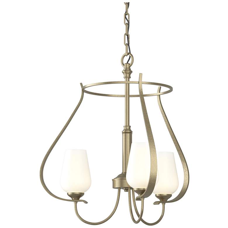 Image 1 Flora 19.4" Wide 3 Arm Round Soft Gold Chandelier With Opal Glass