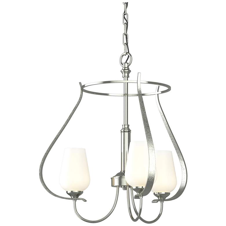 Image 1 Flora 19.4" Wide 3 Arm Round Sterling Chandelier With Opal Glass