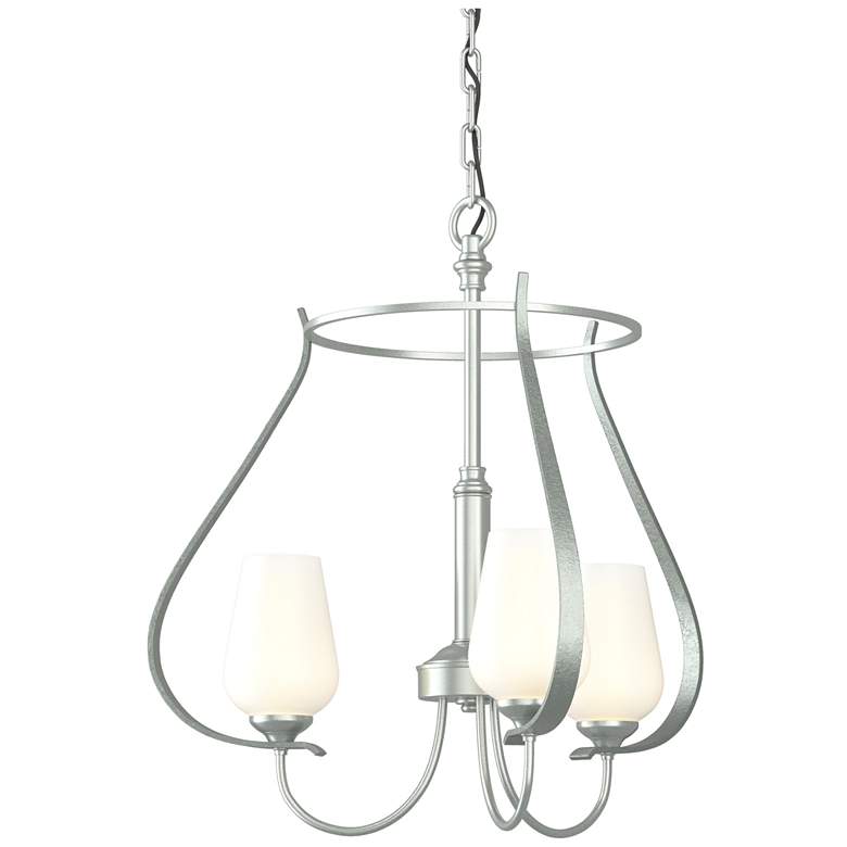 Image 1 Flora 19.4" Wide 3 Arm Round Vintage Platinum Chandelier With Opal Gla
