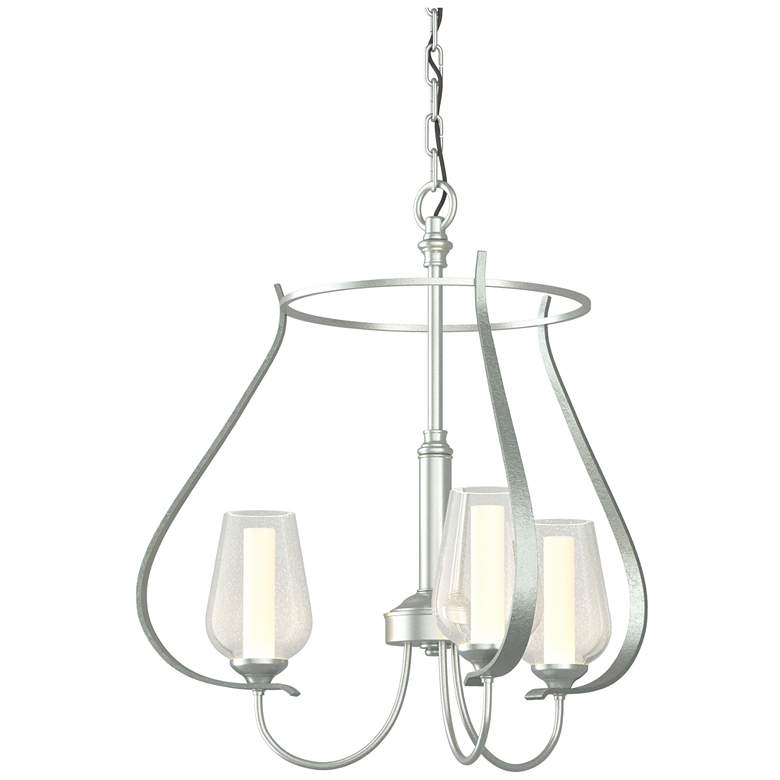 Image 1 Flora 19.4"W 3 Arm Round Chandelier w/ Opal and Seeded Glass