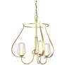 Flora 19.4"W 3 Arm Round Modern Brass Chandelier With Opal and Seeded 
