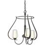 Flora 19.4"W 3 Arm Round Natural Iron Chandelier With Opal and Seeded 