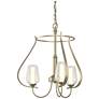 Flora 19.4"W 3 Arm Round Soft Gold Chandelier With Opal and Seeded Gla