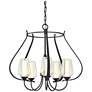 Flora 22.2" Wide 5 Arm Black Chandelier With Opal and Seeded Glass