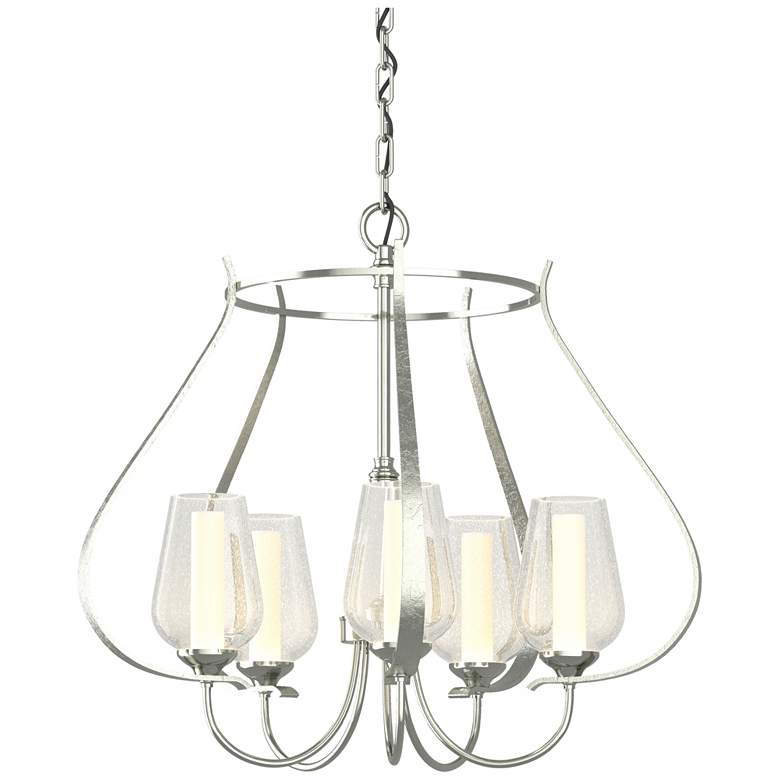 Image 1 Flora 22.2" Wide 5 Arm Sterling Chandelier With Opal and Seeded Glass