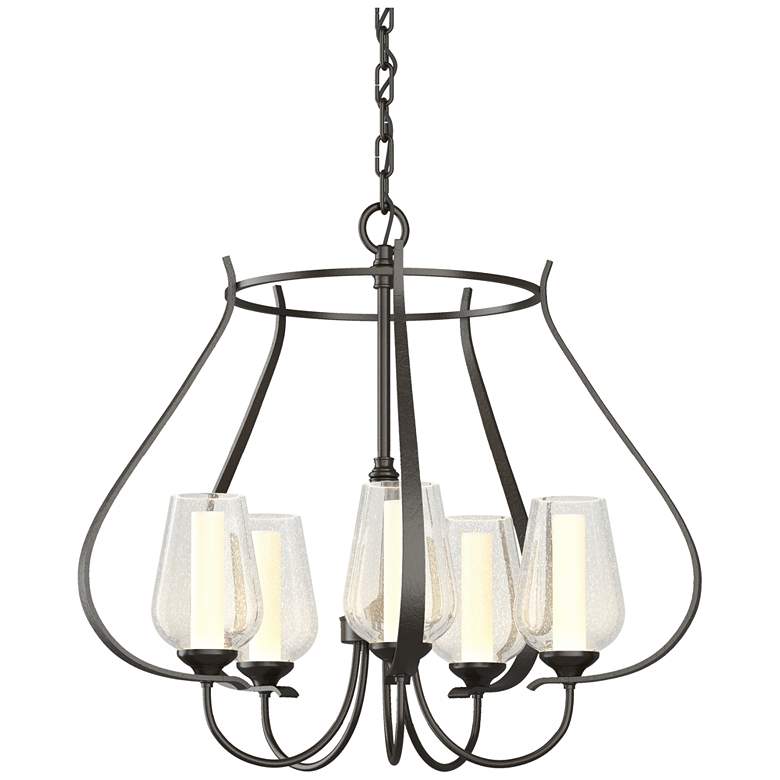 Image 1 Flora 22.2 inchW 5 Arm Oil Rubbed Bronze Chandelier With Opal and Seeded G