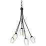 Flora 23.1" Wide 6 Arm Black Chandelier With Opal and Seeded Glass