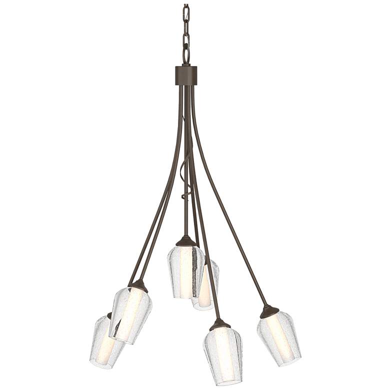 Image 1 Flora 23.1" Wide 6 Arm Bronze Chandelier With Opal and Seeded Glass