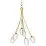 Flora 23.1" Wide 6 Arm Modern Brass Chandelier With Opal and Seeded Gl