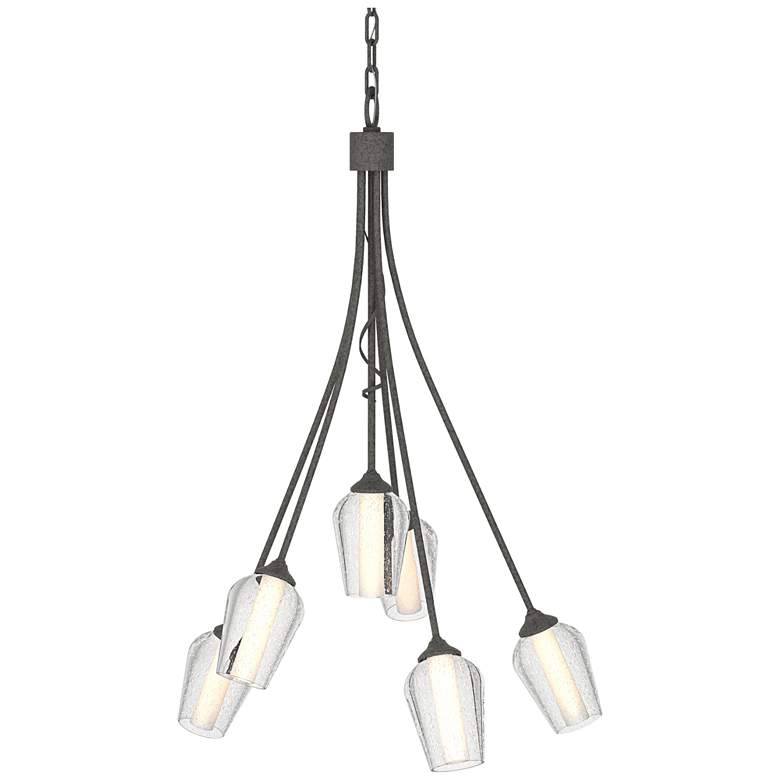 Image 1 Flora 23.1" Wide 6 Arm Natural Iron Chandelier With Opal and Seeded Gl